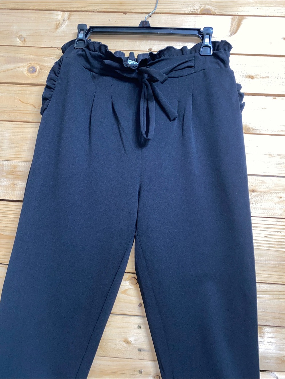 Black Paperbag Waist Tie Jogger Pants - Picture 4 of 8
